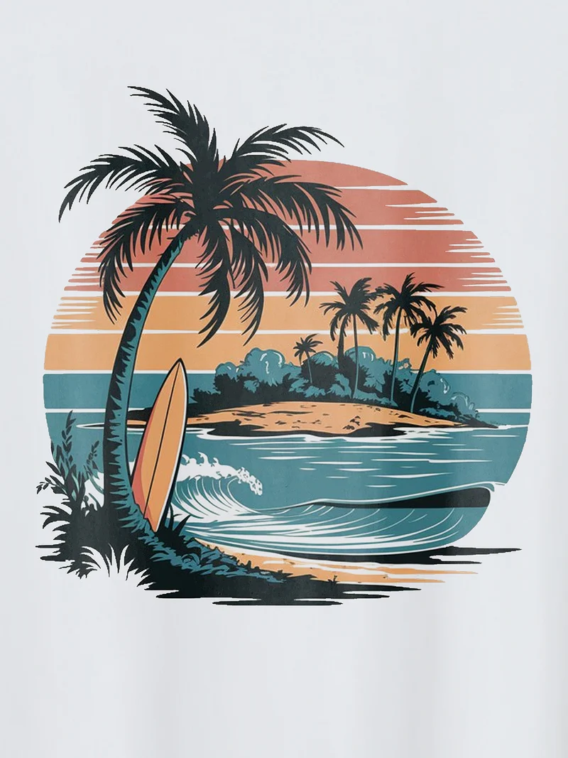 Tropical Vibes Pattern Crewneck T-Shirt