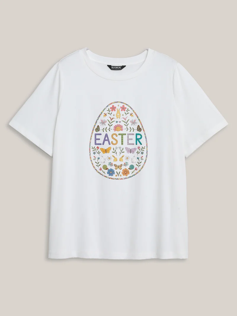 Easter Eggs Pattern Crewneck T-Shirt