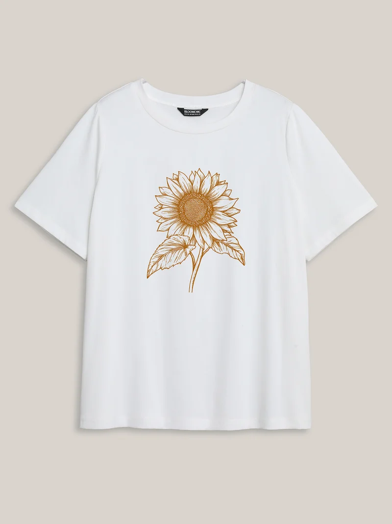 My Sunflower Pattern Crewneck T-Shirt