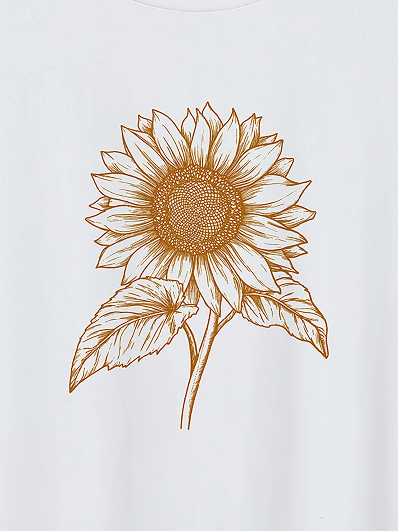 My Sunflower Pattern Crewneck T-Shirt