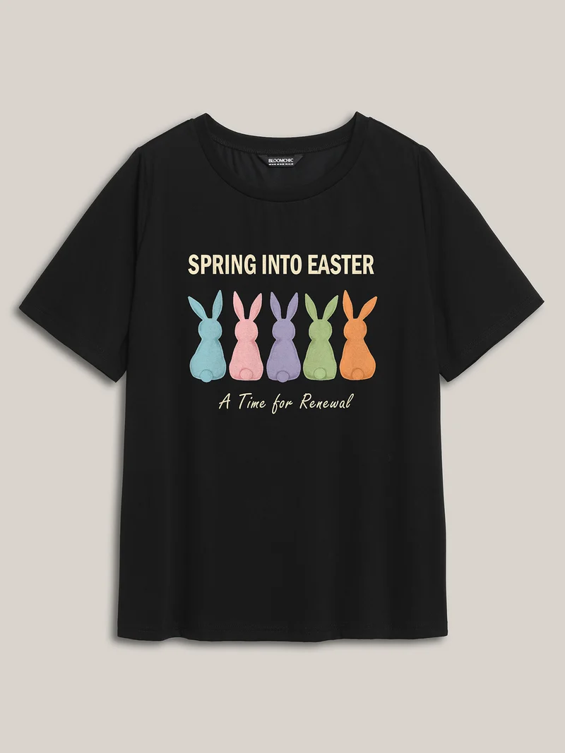 Spring into Easter Pattern Crewneck T-Shirt