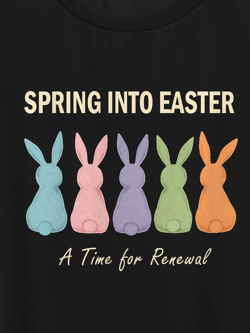 Spring into Easter Pattern Crewneck T-Shirt
