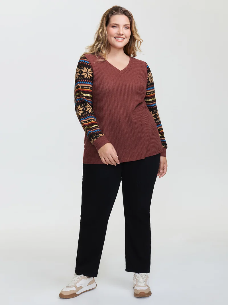 Striped Print Sleeve Gold Stamped T-Shirt