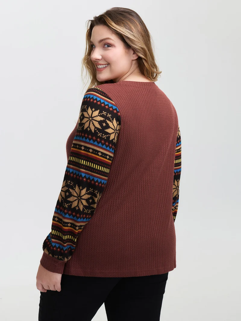 Striped Print Sleeve Gold Stamped T-Shirt