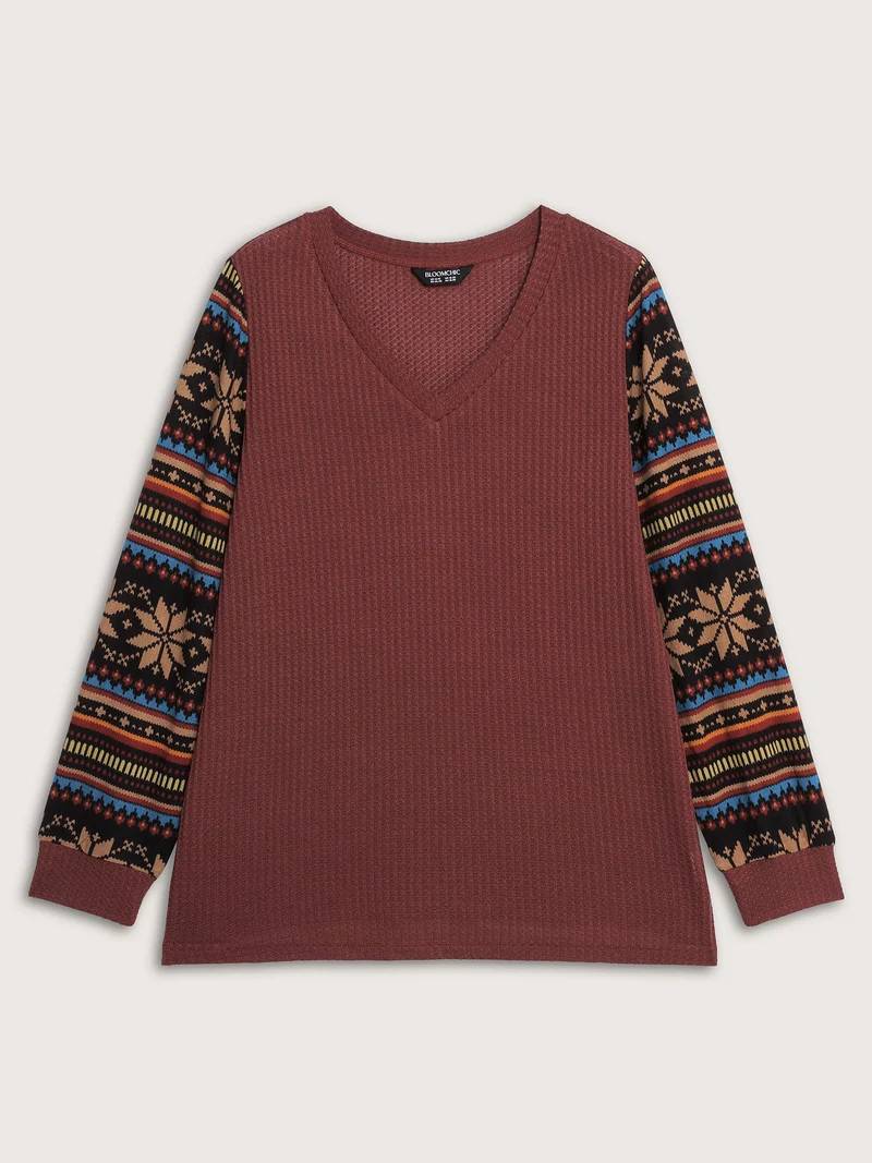 Striped Print Sleeve Gold Stamped T-Shirt