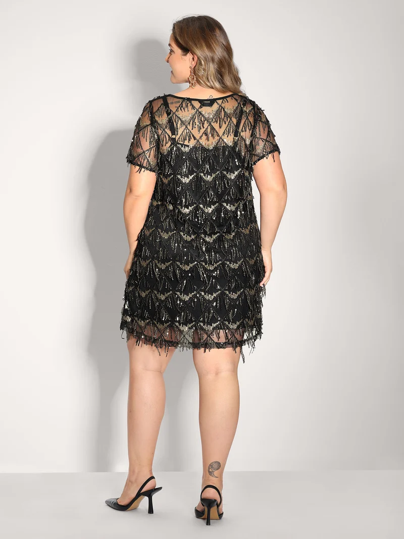 Two-Piece Fringe Sequin Mini Dress
