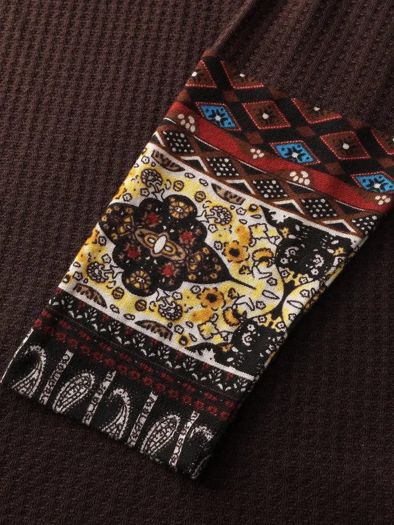 Floral Spliced Knit Textured T-Shirt