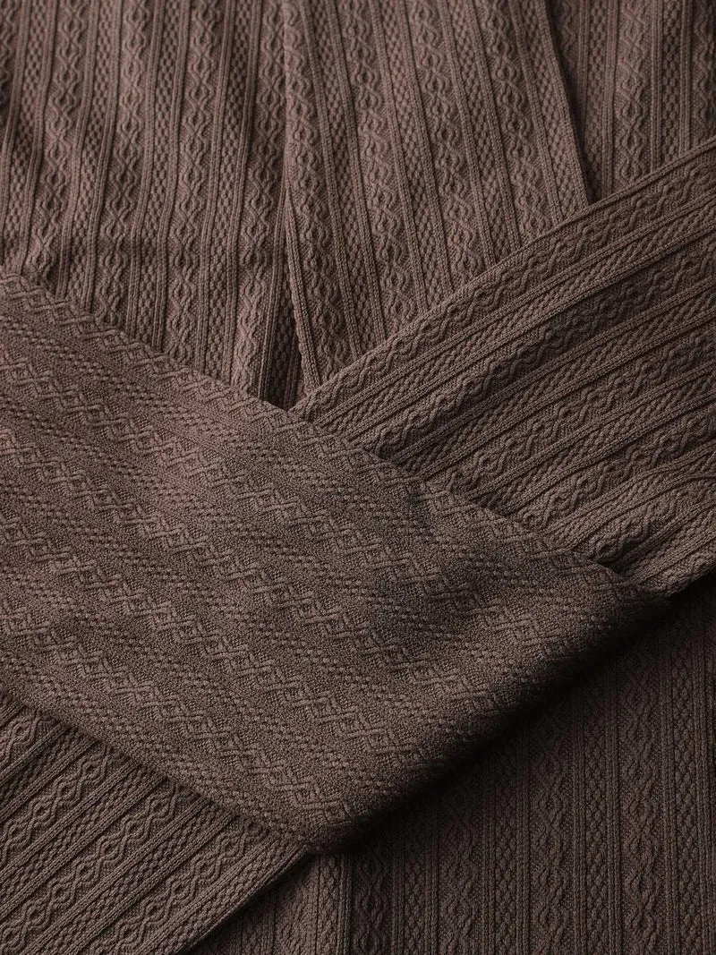Textured Wide Waist-Tie Knee-Length Dress