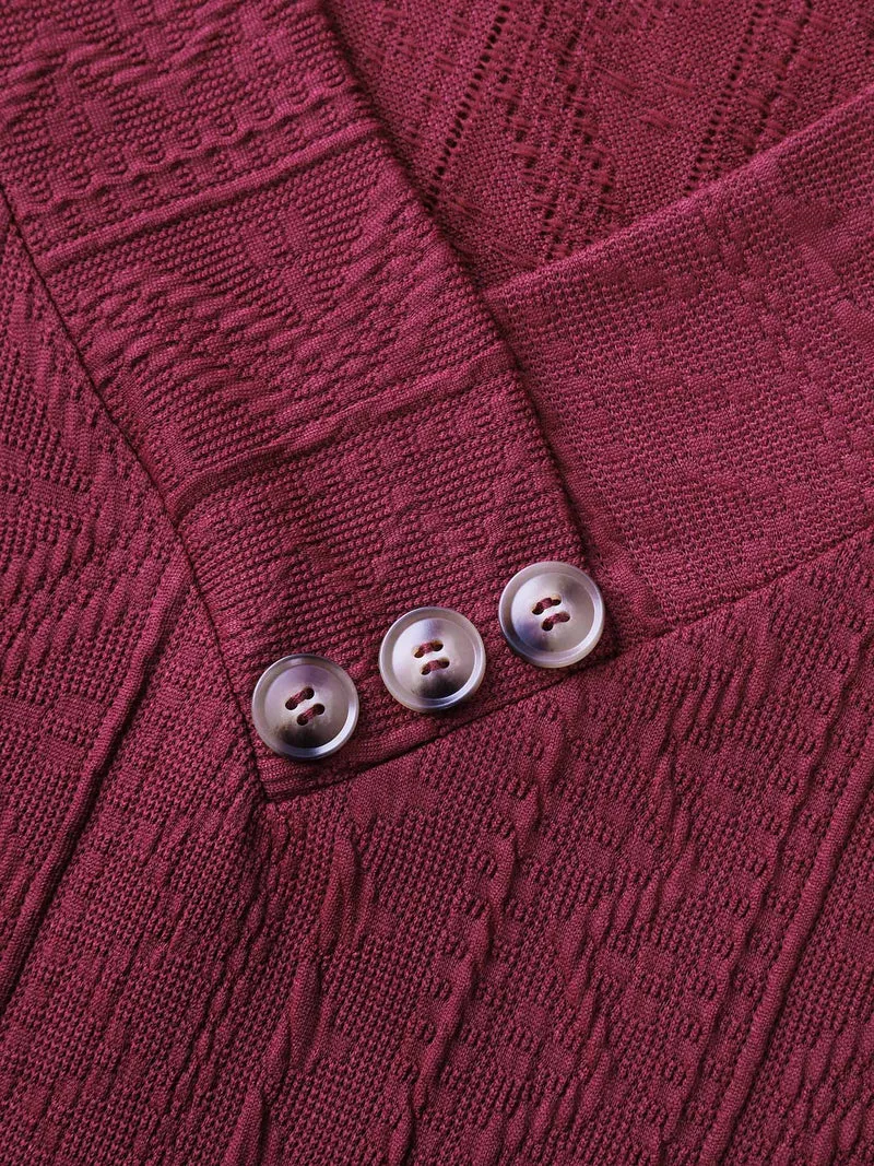 Textured Stretchy Buttons T-Shirt