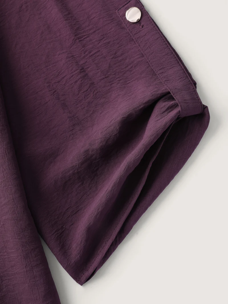Half Zipper Tab Sleeve Blouse