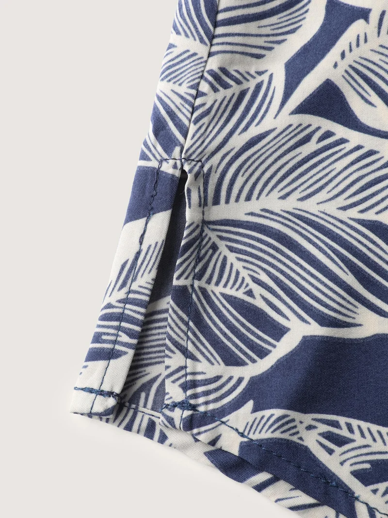 Leaf Print Button Back Blouse