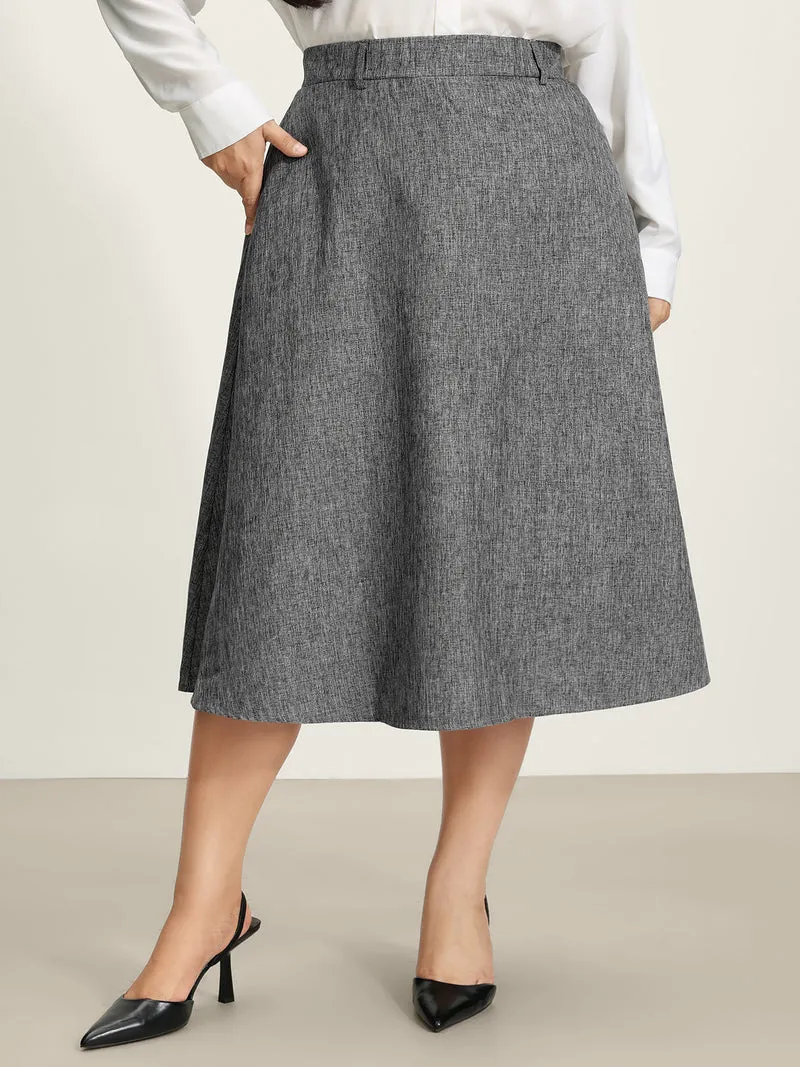 Textured Flared Solid Maxi Skirt