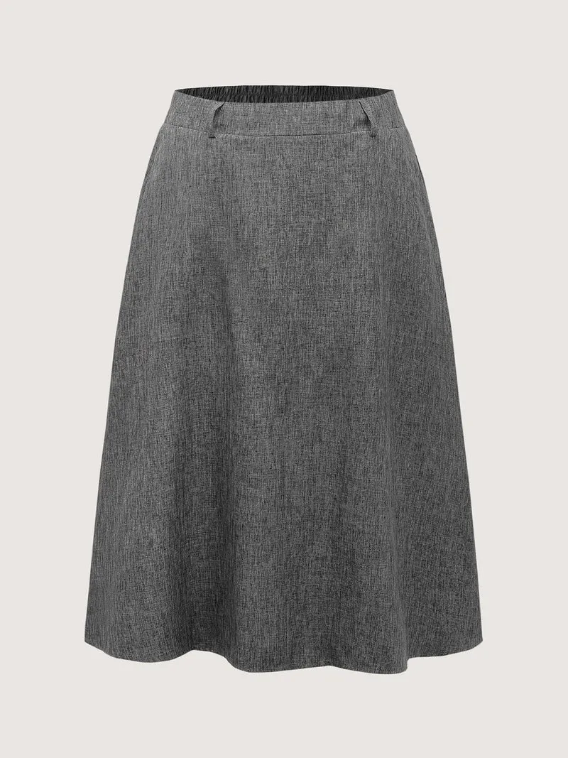 Textured Flared Solid Maxi Skirt
