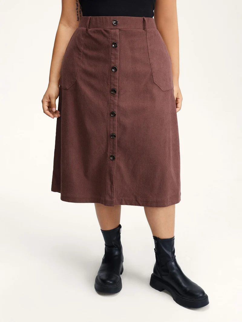 Snowflake Effect Button Detail Maxi Skirt