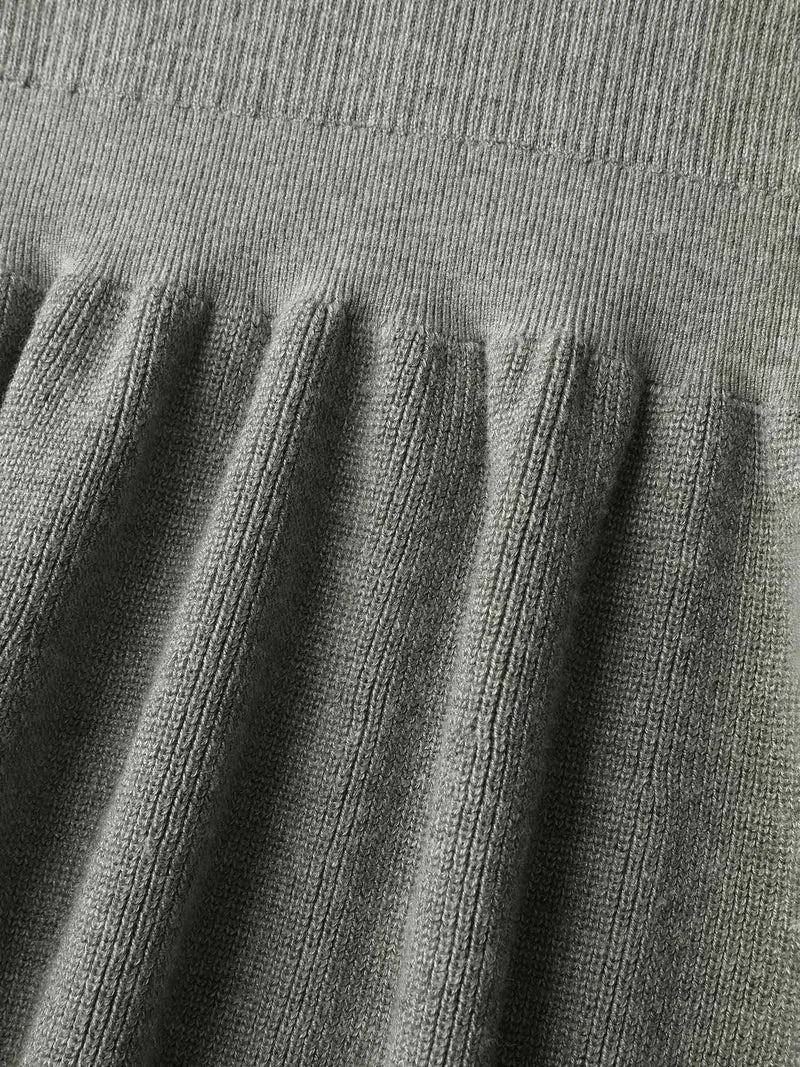 Polo Collar Cinched-Waist Flared Pullover