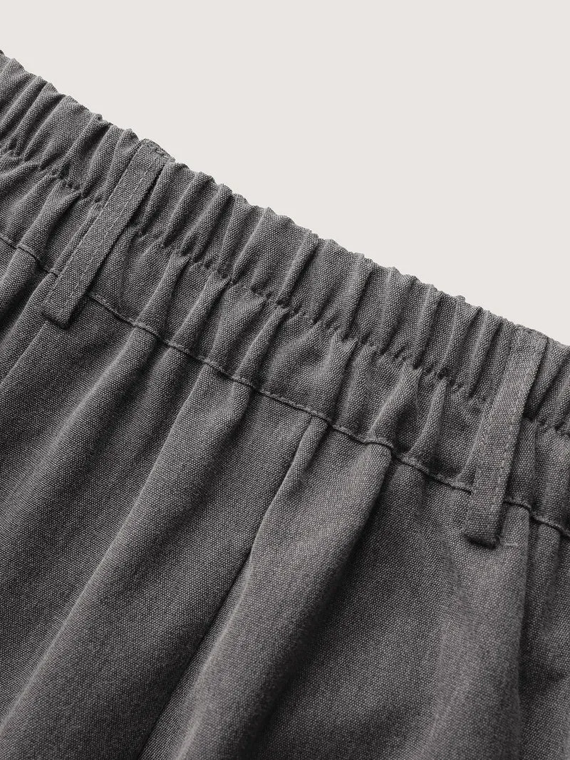 Double-Button Pleated Detail Wide-Leg Pants