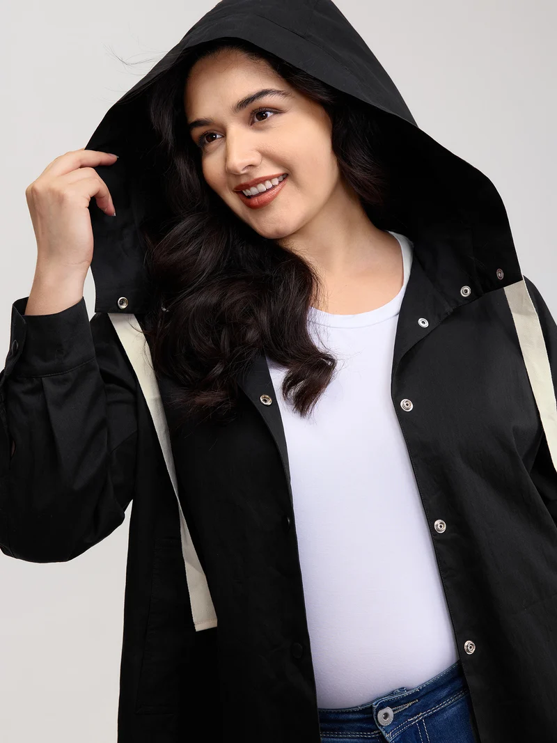 Contrast Pockets Button-Front Coat