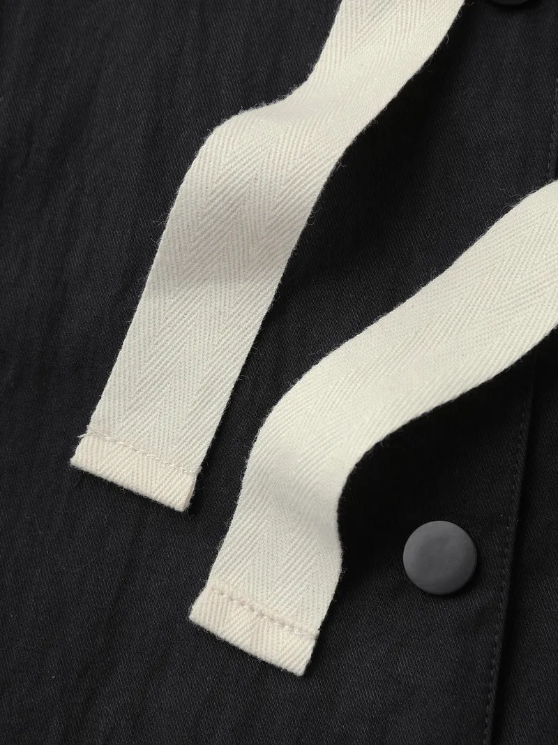 Contrast Pockets Button-Front Coat