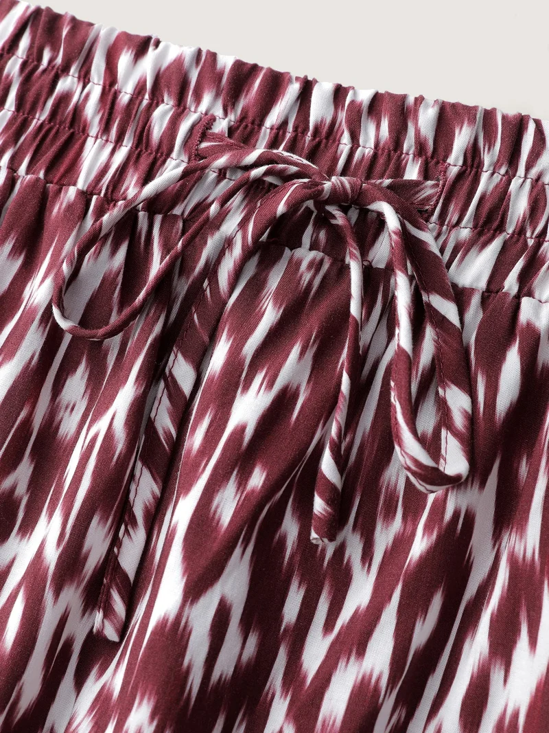 Colorful Leopard Print Drawstring Maxi Skirt