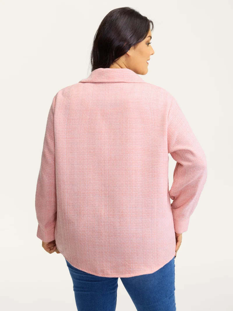 Chest Flaps Textured Button-Down Jacket