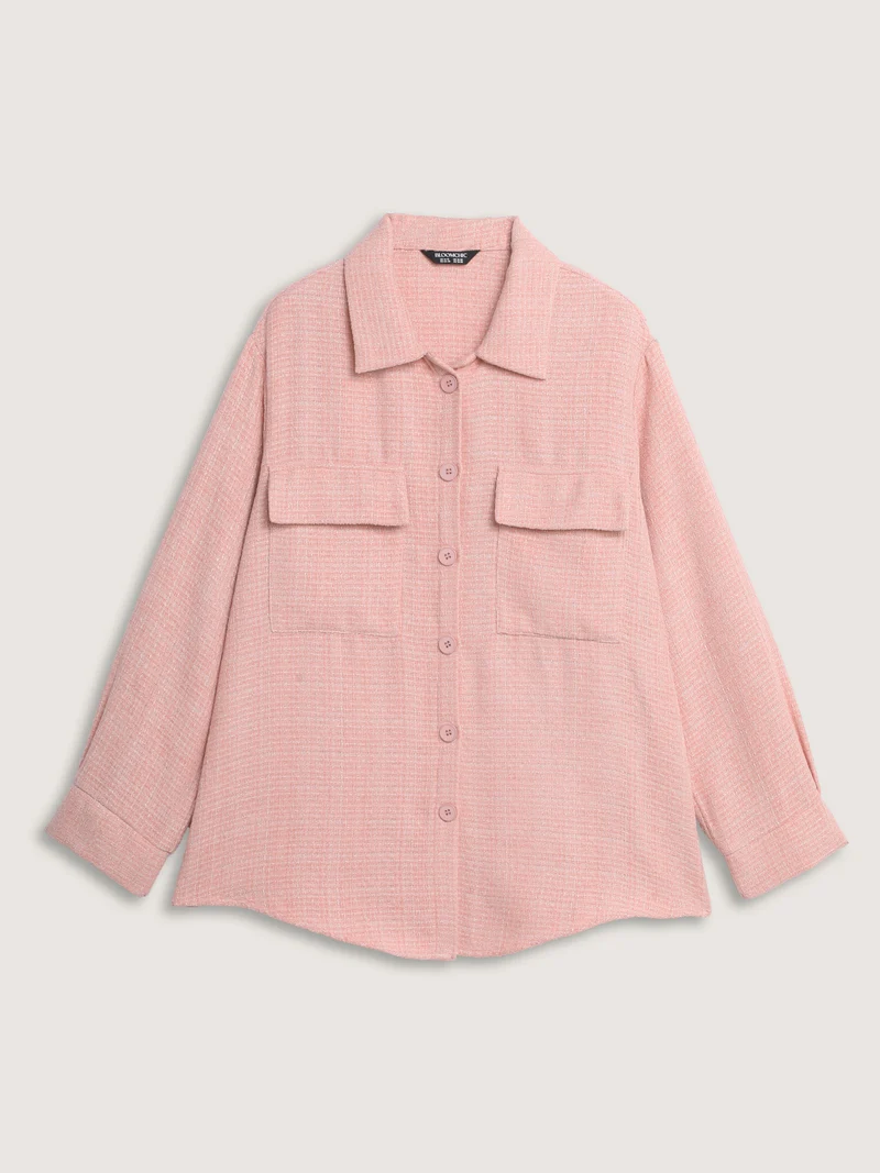 Chest Flaps Textured Button-Down Jacket