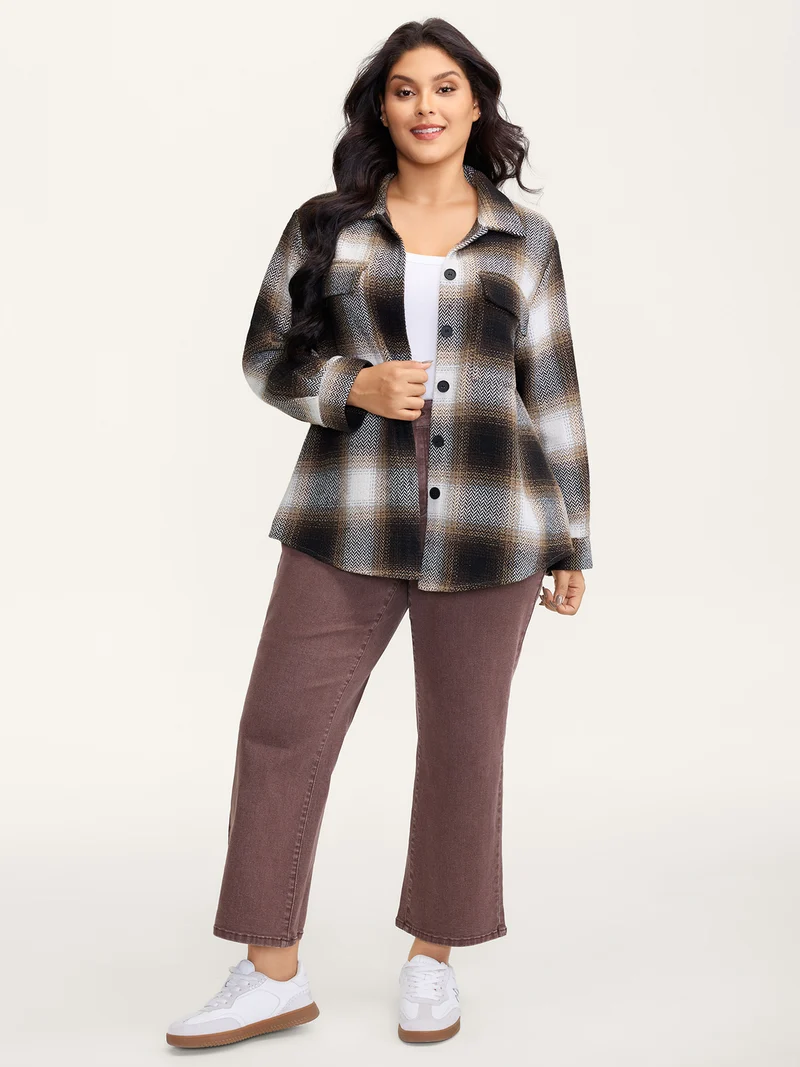 Plaid Print Button-Down Jacket