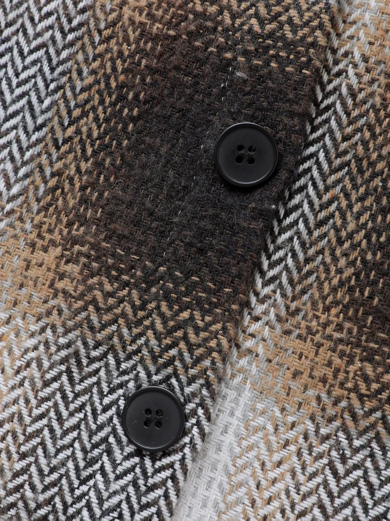 Plaid Print Button-Down Jacket