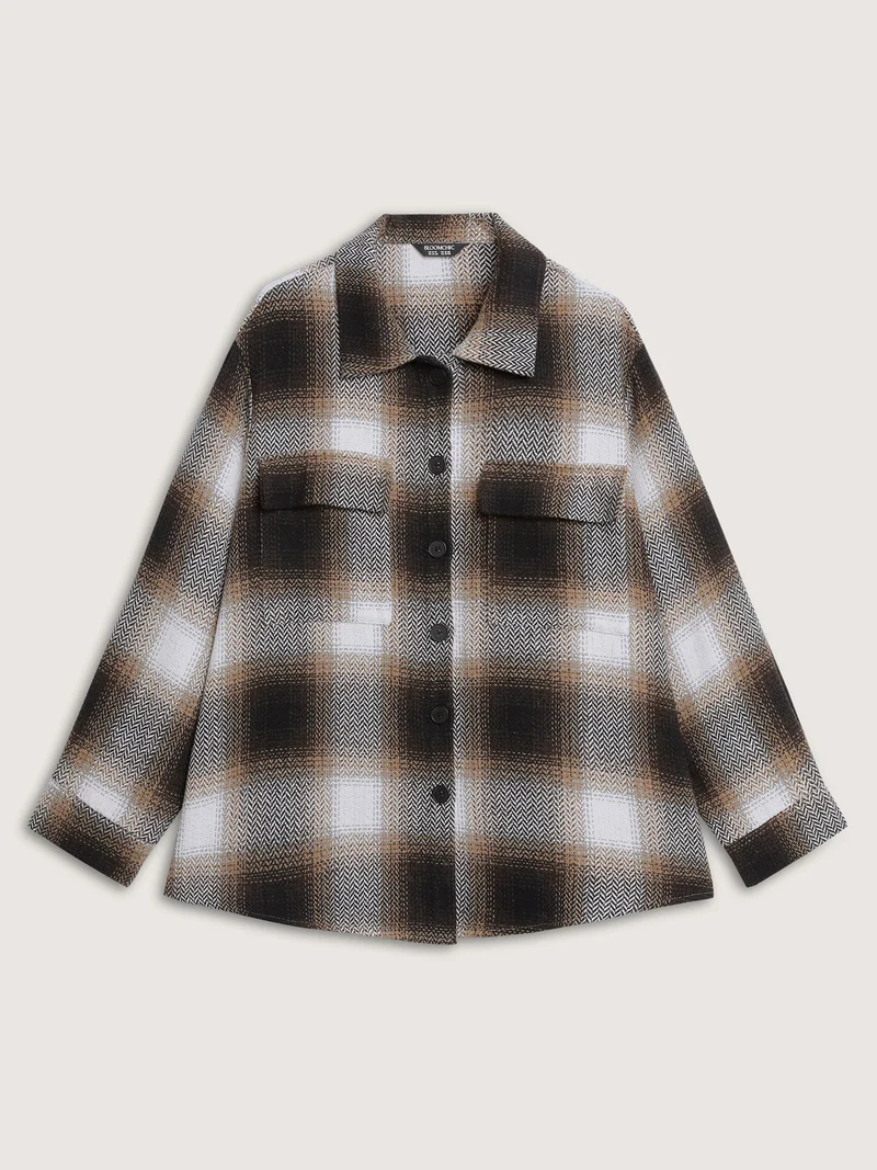 Plaid Print Button-Down Jacket