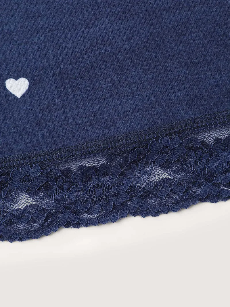 Supersoft Tiny Hearts Print Waist Drawstring Lounge Bottoms