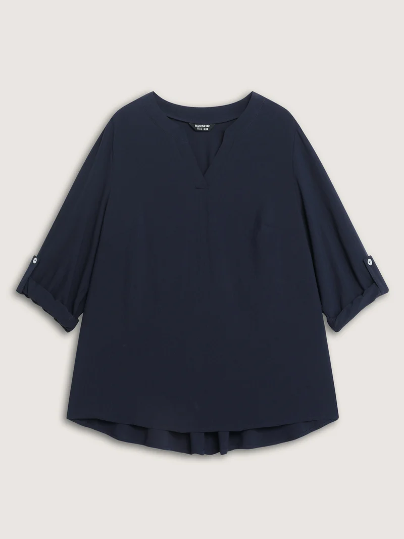 Tab Sleeve Button Back Detail Blouse