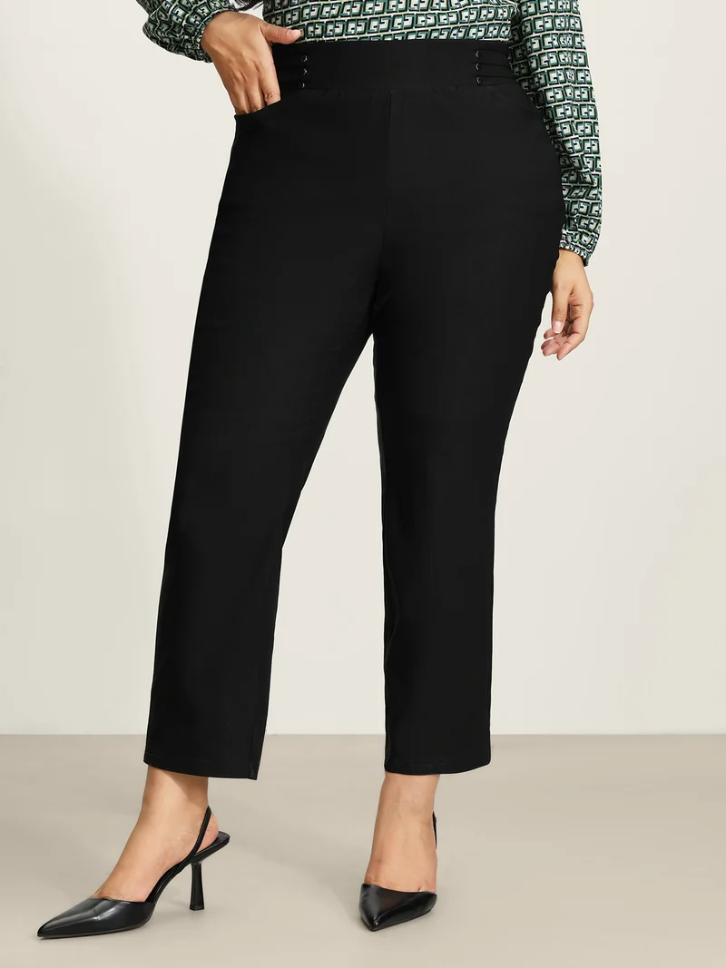 Rivets Wide Waistband Stretchy Pants