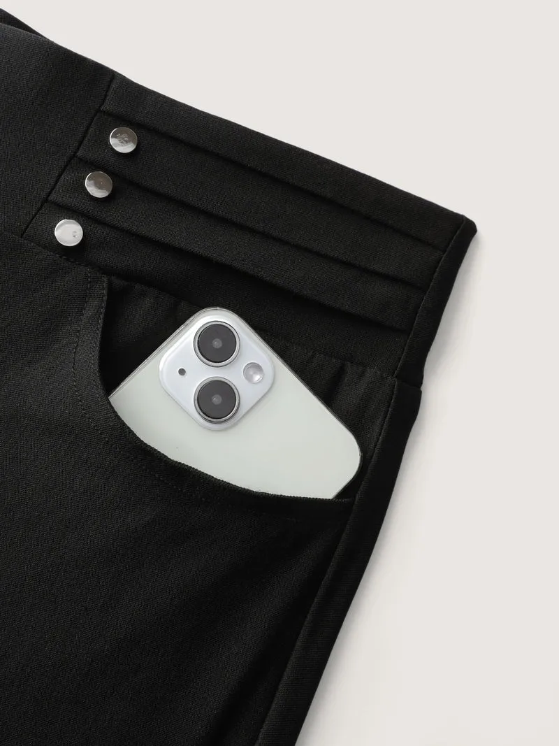 Rivets Wide Waistband Stretchy Pants