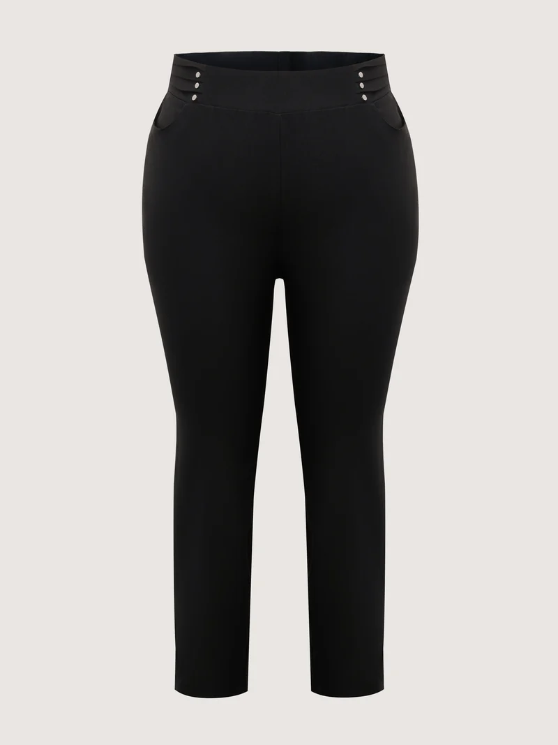 Rivets Wide Waistband Stretchy Pants
