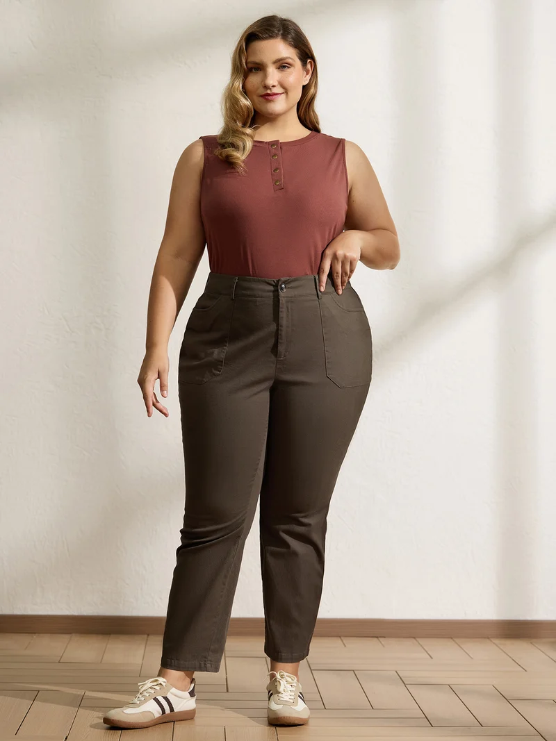 Sculpted Pockets Straight-Leg Pants