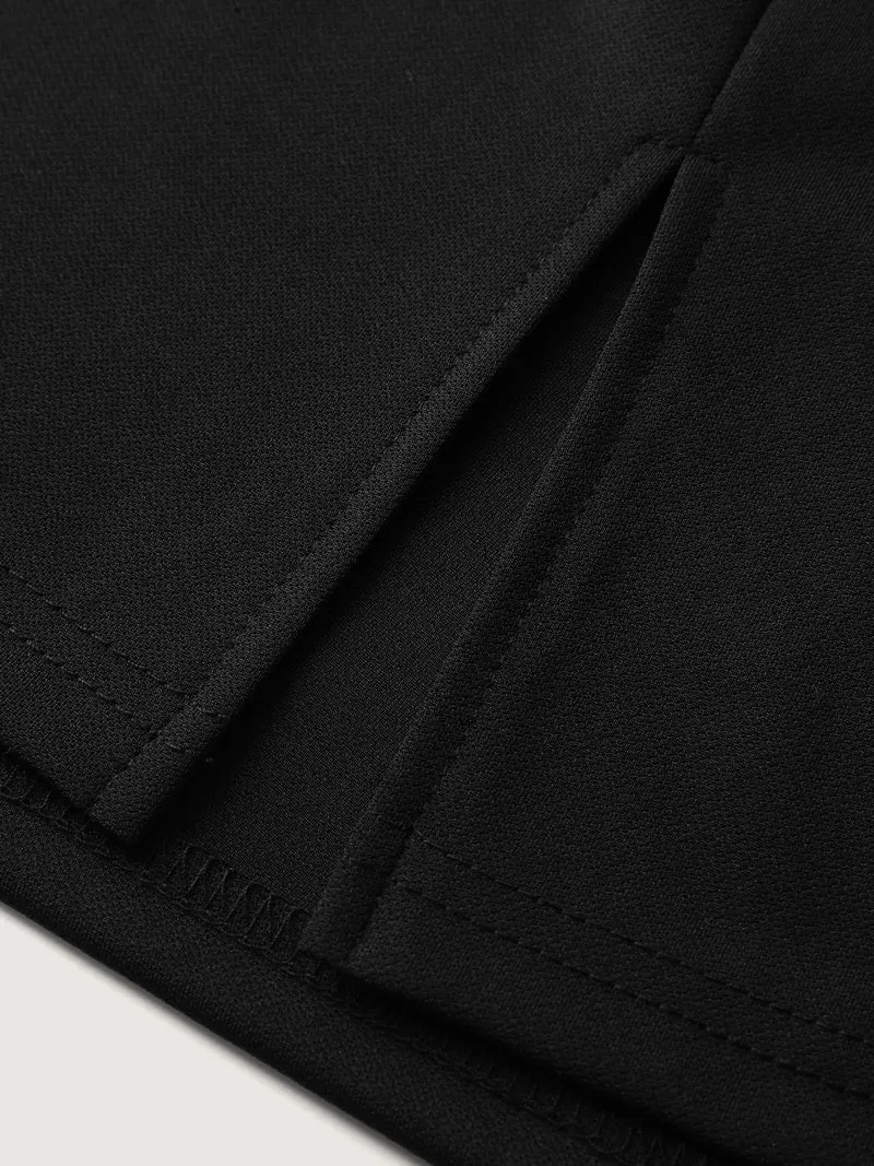 Ruched Split Hem Straight Midi Skirt