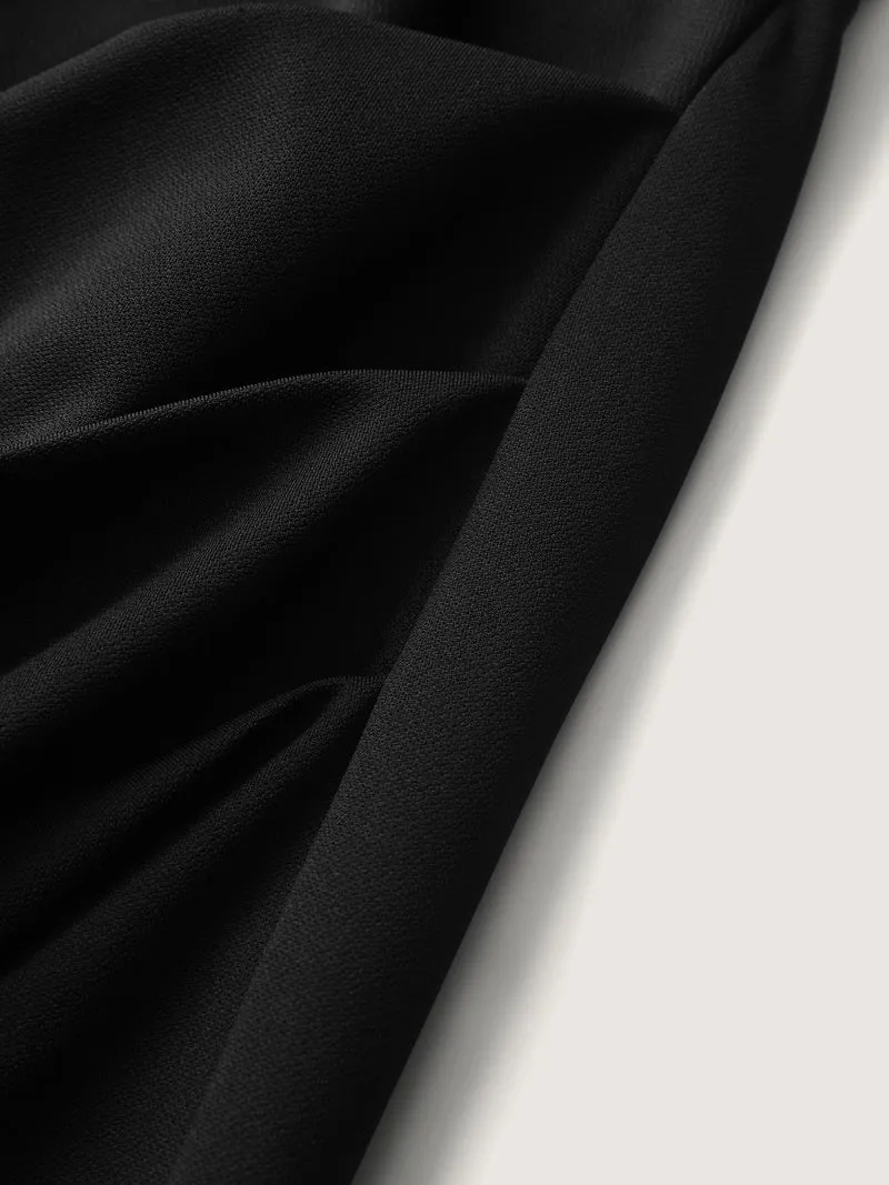 Ruched Split Hem Straight Midi Skirt