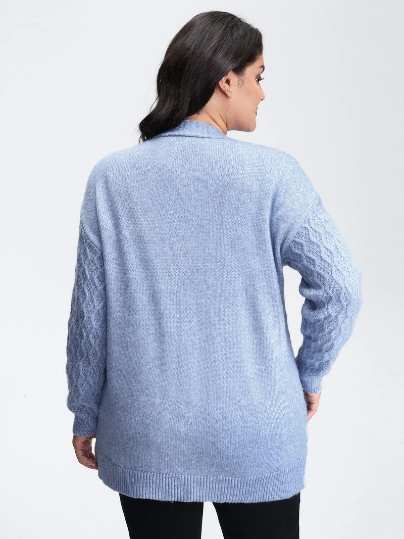 Cable Knit Textured Pockets Cardigan