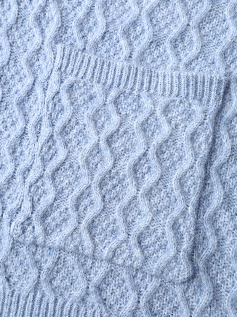Cable Knit Textured Pockets Cardigan