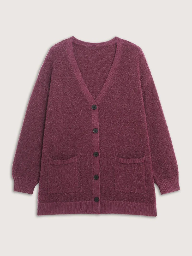 Textured Button Pockets Knit Cardigan