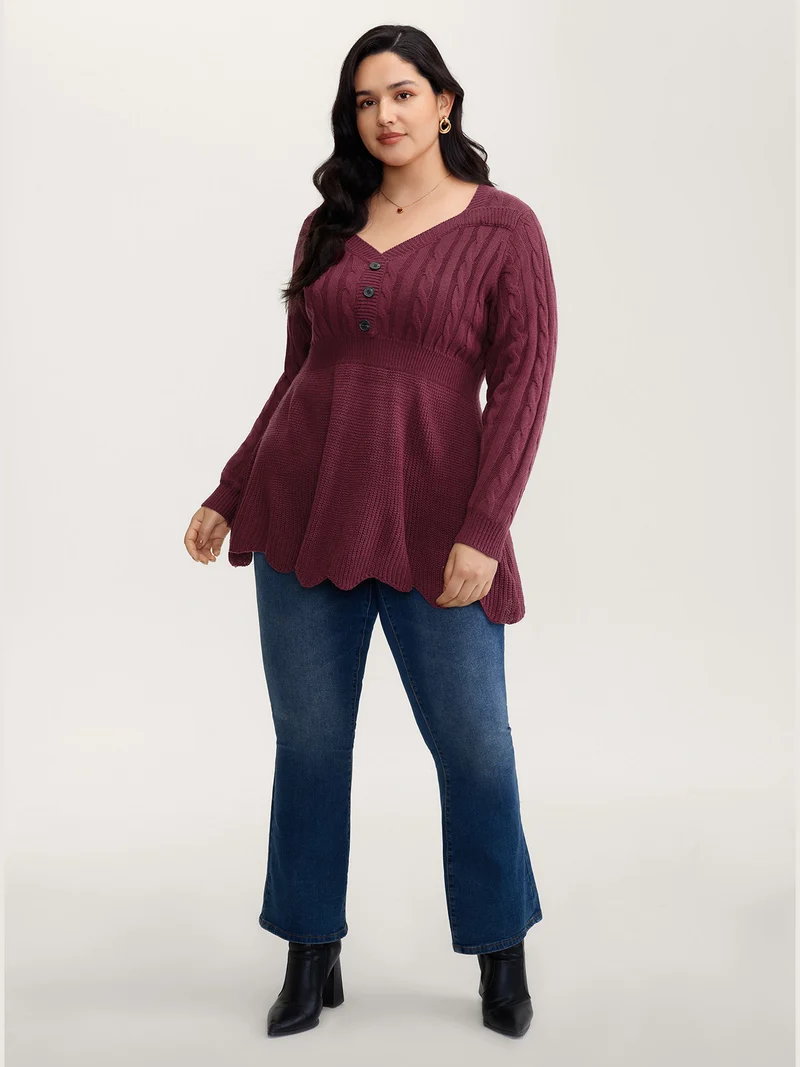 Cinched-Waist Sweetheart Textured A-Line Pullover