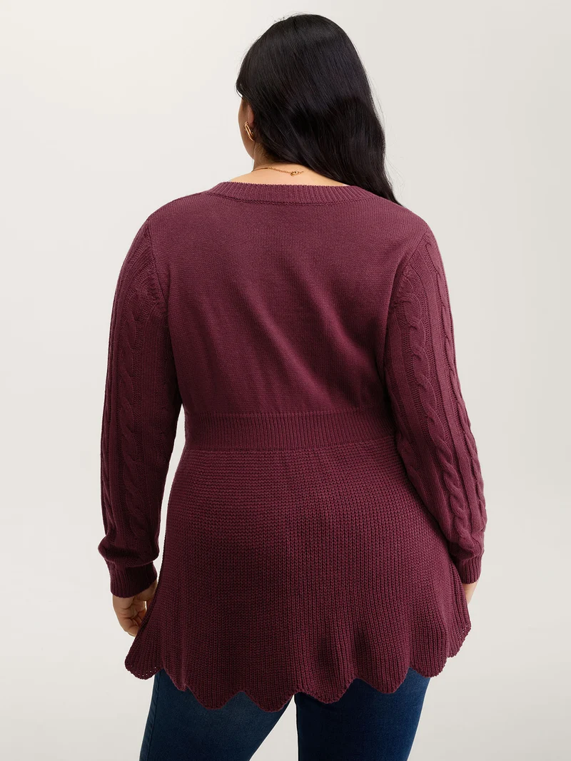 Cinched-Waist Sweetheart Textured A-Line Pullover