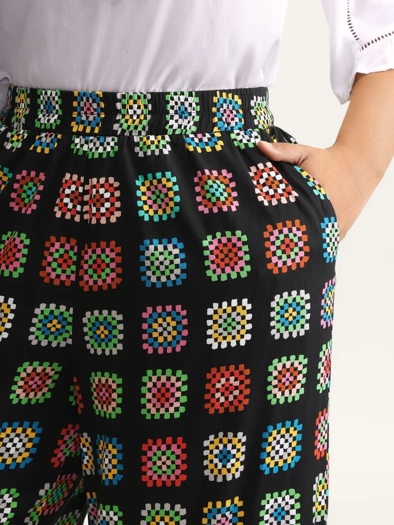 Floral Collage Colorful Wide-Leg Pants