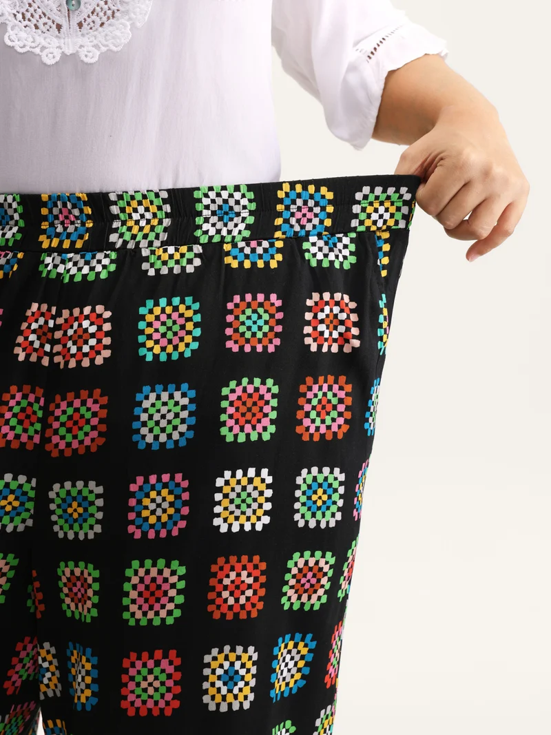 Floral Collage Colorful Wide-Leg Pants