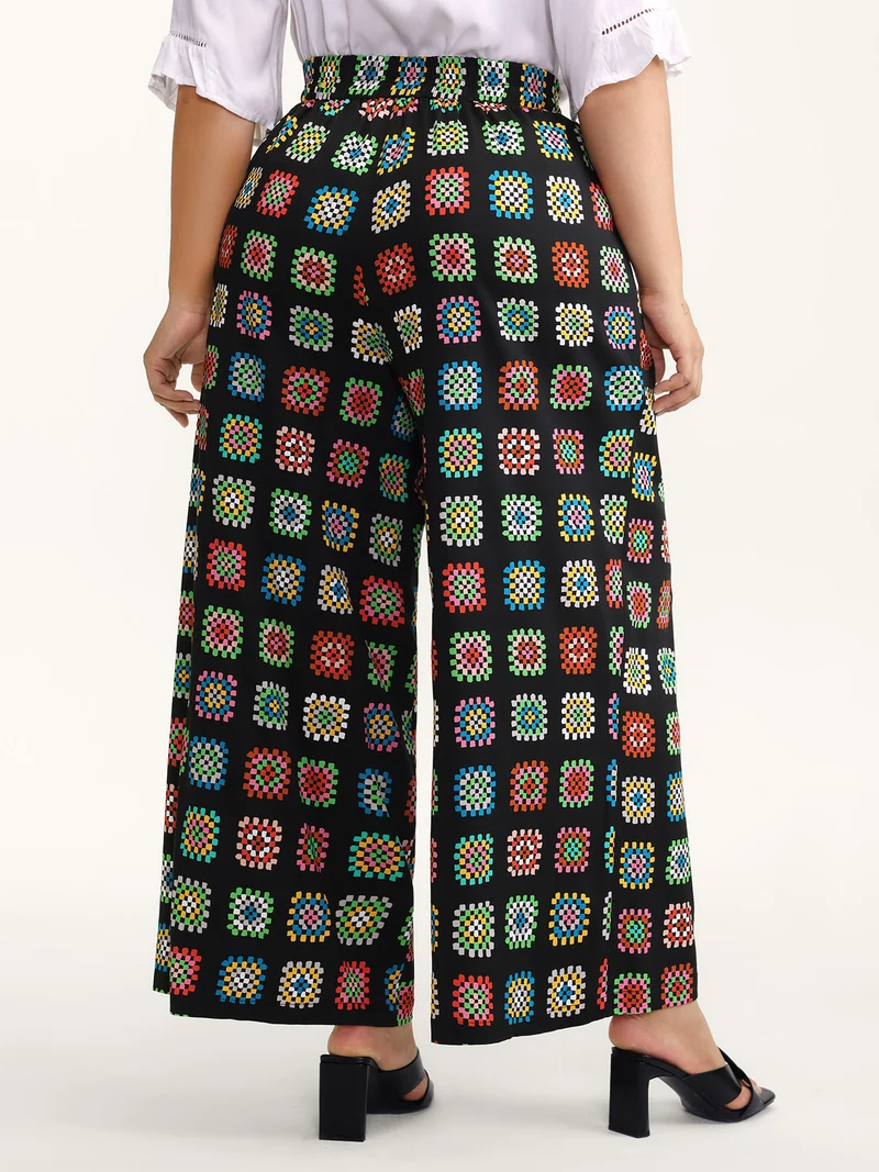Floral Collage Colorful Wide-Leg Pants