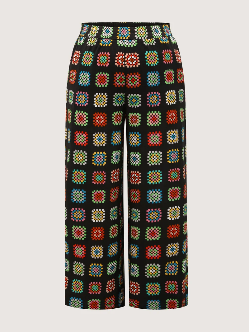 Floral Collage Colorful Wide-Leg Pants