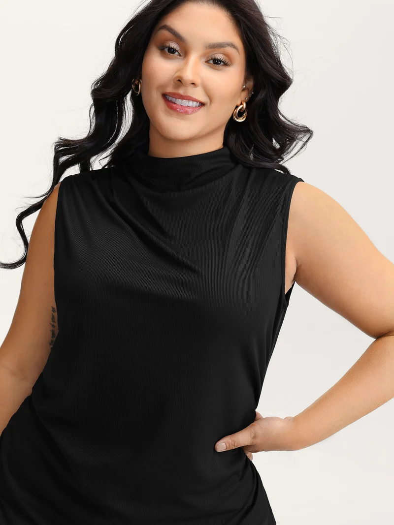 Asymmetric Gathered Fitted Vest