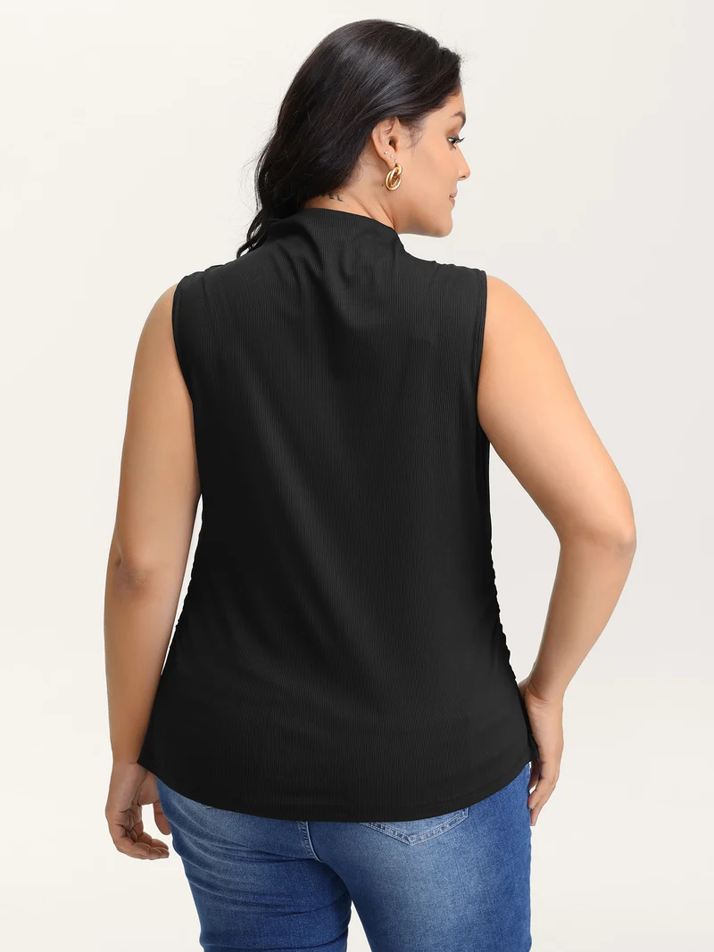 Asymmetric Gathered Fitted Vest