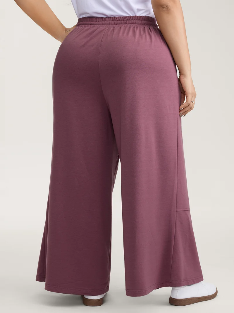 Applique Embroidery Drawstring Wide-Leg Pants