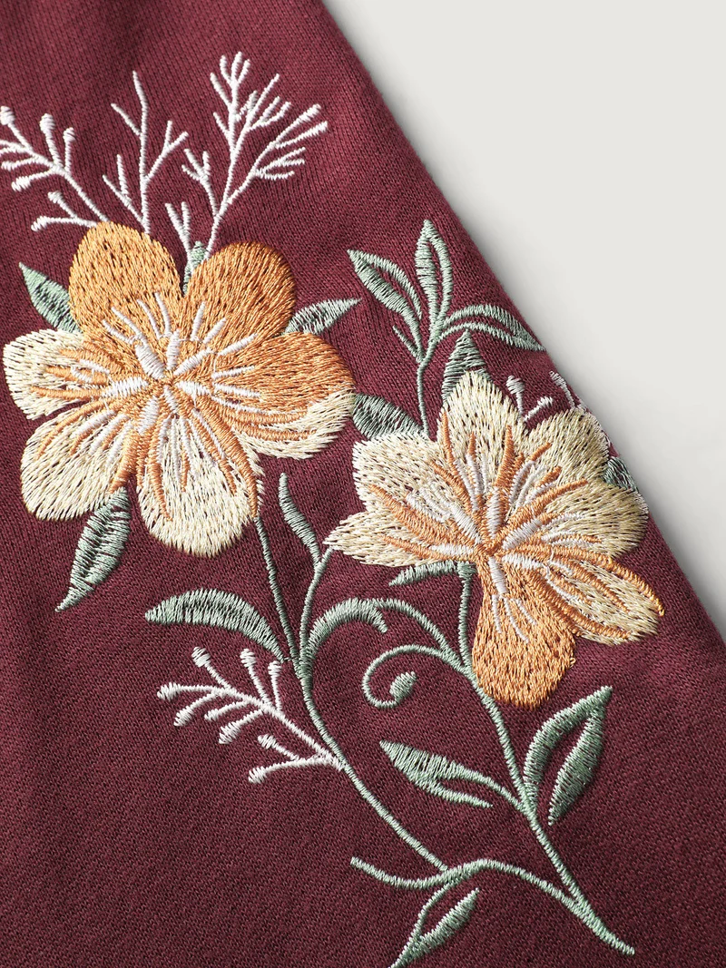 Embroidered Sleeve Button-Down Jacket