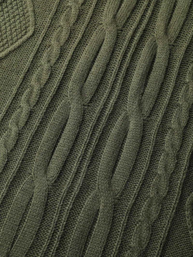 Cable Knit Polo Collar Pullover